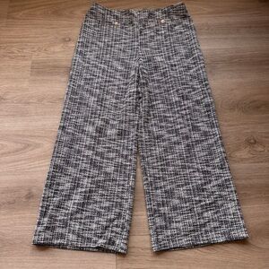 H&M Black & White Tweed-Style Wide Leg Pants Extra Large